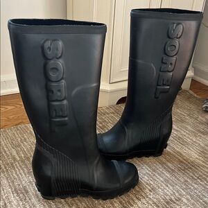 Sorel Black Tall Rain Boots